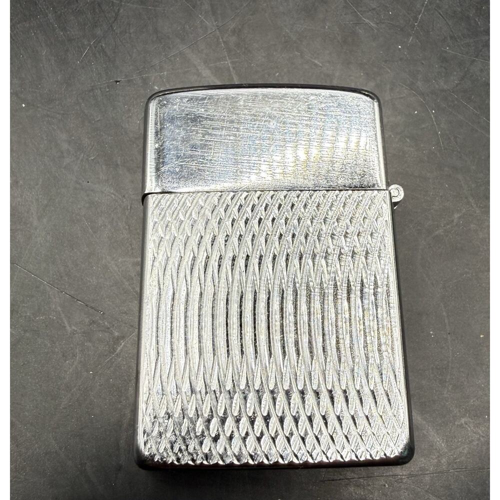 Champ Austria Chrome Petrol Lighter Guilloché Pattern U.S. Pat 2809511 Vintage